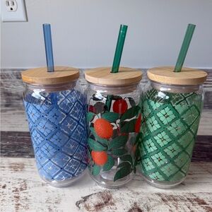Mainstays by Becky G. & Alejandra 20 oz Acrylic Can Shape Tumblers w Lids Straws